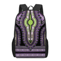 Black And Purple African Dashiki Print 17 Inch Backpack