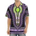 Black And Purple African Dashiki Print Aloha Shirt