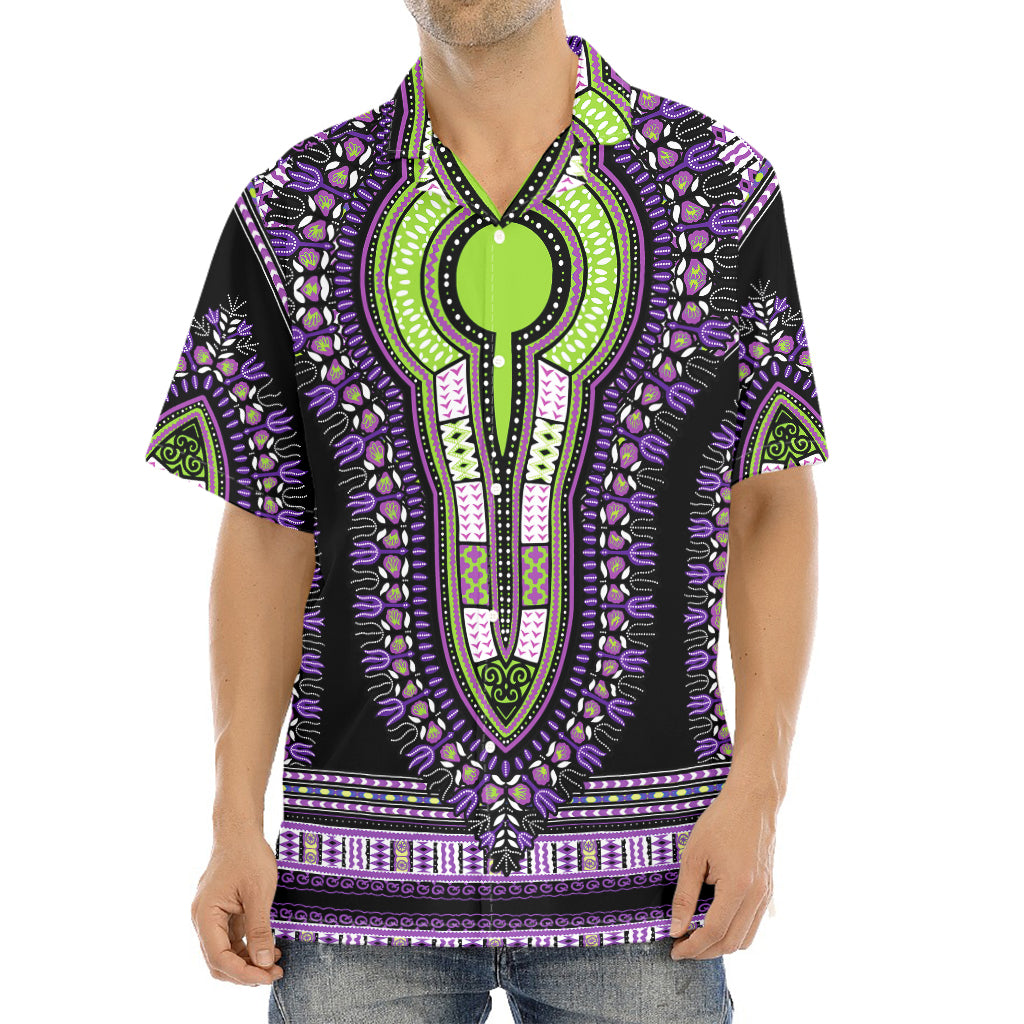 Black And Purple African Dashiki Print Aloha Shirt