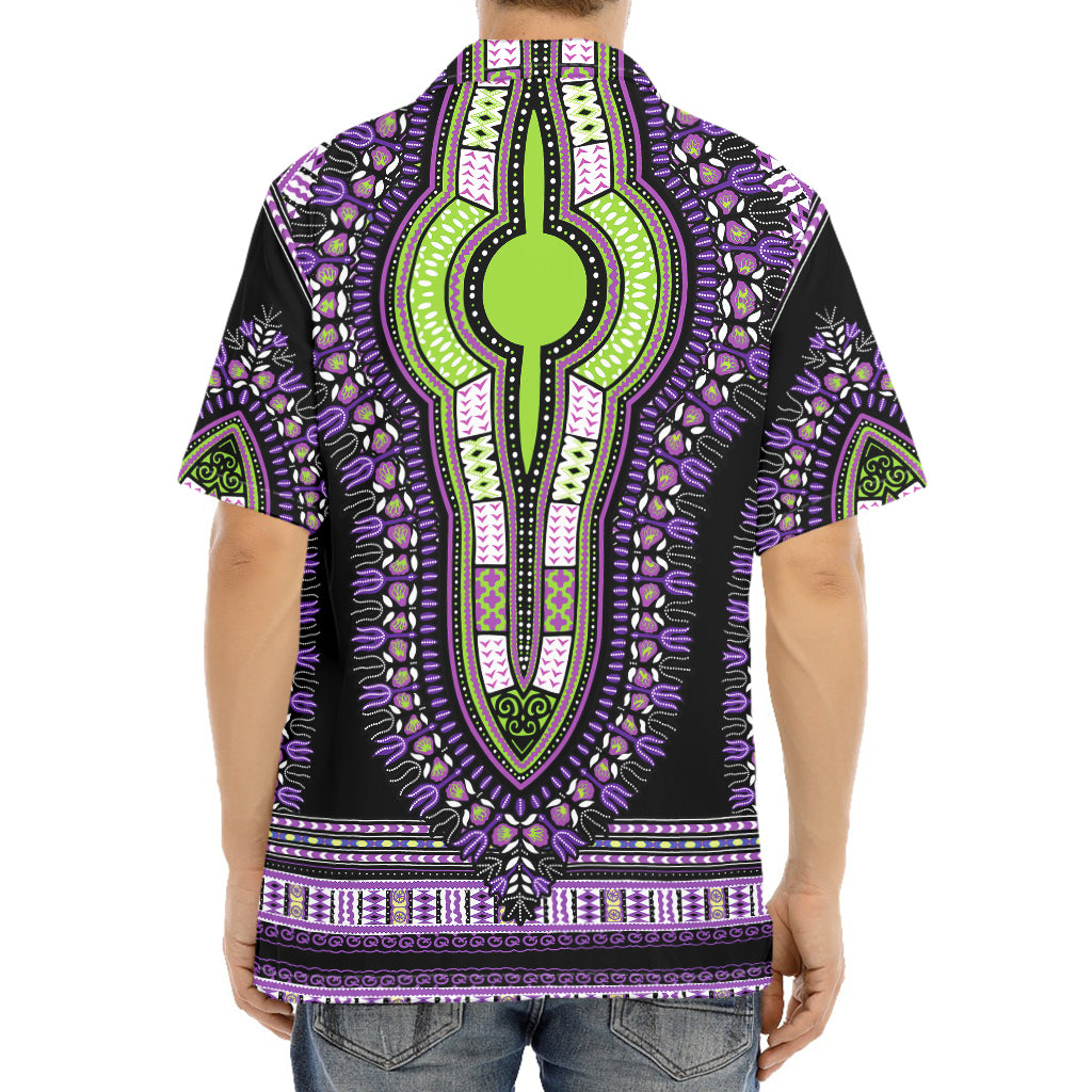 Black And Purple African Dashiki Print Aloha Shirt