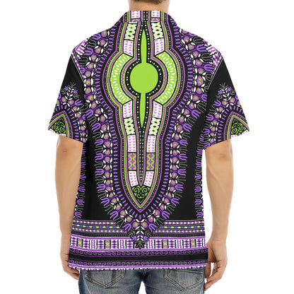 Black And Purple African Dashiki Print Aloha Shirt