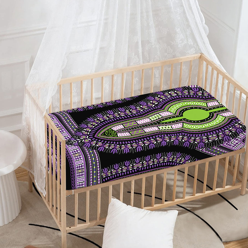 Black And Purple African Dashiki Print Baby Crib Sheet