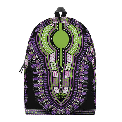 Black And Purple African Dashiki Print Backpack