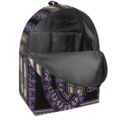 Black And Purple African Dashiki Print Backpack