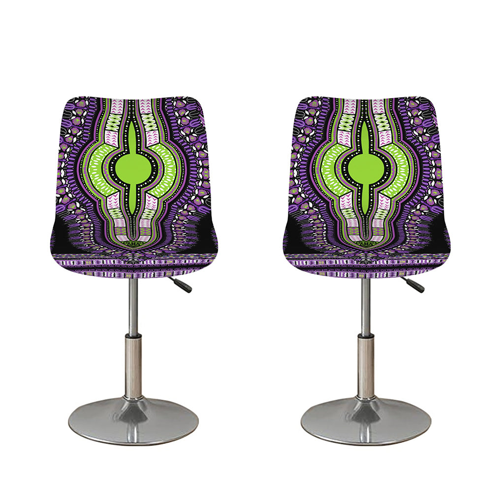 Black And Purple African Dashiki Print Bar Stool Covers