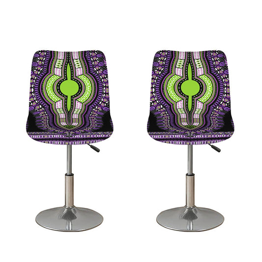Black And Purple African Dashiki Print Bar Stool Covers