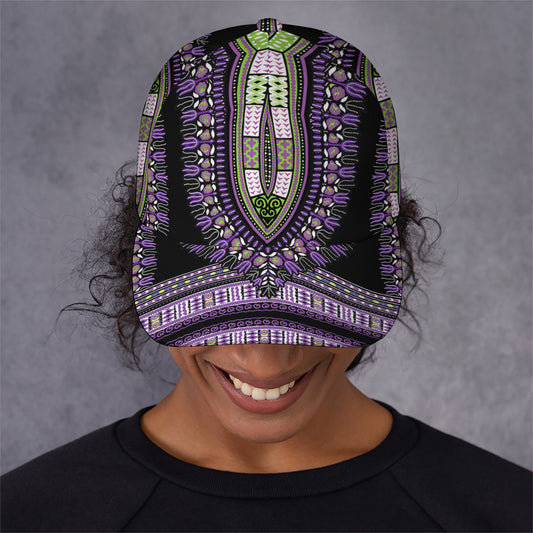 Black And Purple African Dashiki Print Baseball Cap