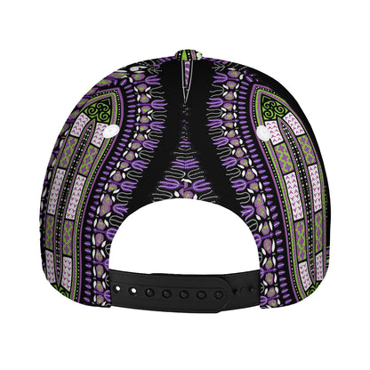Black And Purple African Dashiki Print Baseball Cap