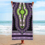 Black And Purple African Dashiki Print Beach Towel