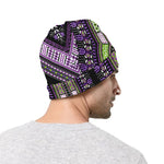 Black And Purple African Dashiki Print Beanie