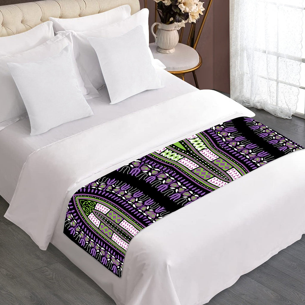 Black And Purple African Dashiki Print Bed Runner