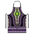 Black And Purple African Dashiki Print Bib Apron With Pocket