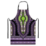 Black And Purple African Dashiki Print Bib Apron With Pocket