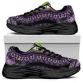 Black And Purple African Dashiki Print Black Chunky Shoes
