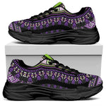 Black And Purple African Dashiki Print Black Chunky Shoes