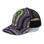 Black And Purple African Dashiki Print Black Mesh Trucker Cap