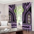 Black And Purple African Dashiki Print Dimout Grommet Curtains