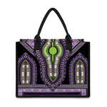 Black And Purple African Dashiki Print Canvas Tote Bag