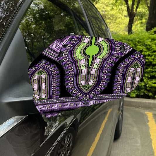 Black And Purple African Dashiki Print Car Side Mirror Covers