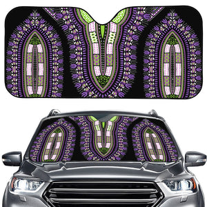 Black And Purple African Dashiki Print Car Windshield Sun Shade