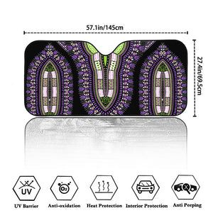 Black And Purple African Dashiki Print Car Windshield Sun Shade