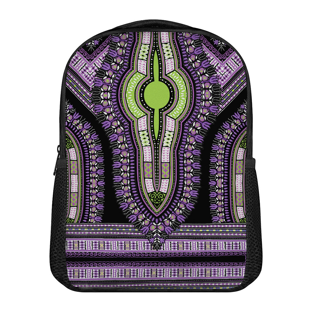 Black And Purple African Dashiki Print Casual Backpack