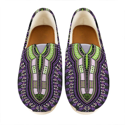 Black And Purple African Dashiki Print Casual Shoes