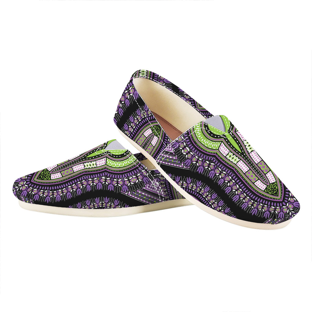 Black And Purple African Dashiki Print Casual Shoes