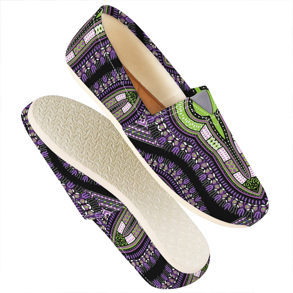 Black And Purple African Dashiki Print Casual Shoes