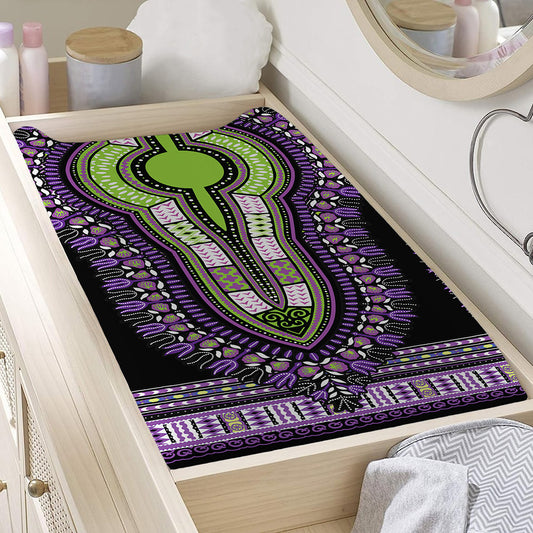 Black And Purple African Dashiki Print Changing Pad Cover