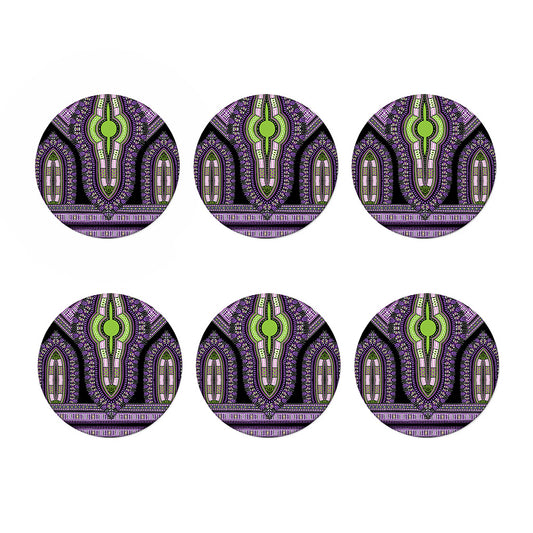 Black And Purple African Dashiki Print Coaster Set