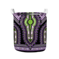 Black And Purple African Dashiki Print Collapsible Laundry Basket