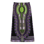 Black And Purple African Dashiki Print Cotton Front Slit Maxi Skirt