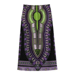 Black And Purple African Dashiki Print Cotton Front Slit Maxi Skirt