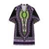 Black And Purple African Dashiki Print Cotton Hawaiian Shirt