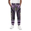 Black And Purple African Dashiki Print Cotton Sweatpants