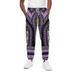 Black And Purple African Dashiki Print Cotton Pants