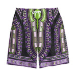 Black And Purple African Dashiki Print Cotton Shorts