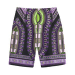 Black And Purple African Dashiki Print Cotton Shorts