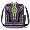 Black And Purple African Dashiki Print Crossbody Lunch Bag