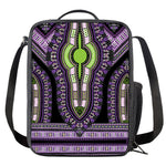 Black And Purple African Dashiki Print Crossbody Lunch Bag