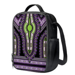 Black And Purple African Dashiki Print Crossbody Lunch Bag