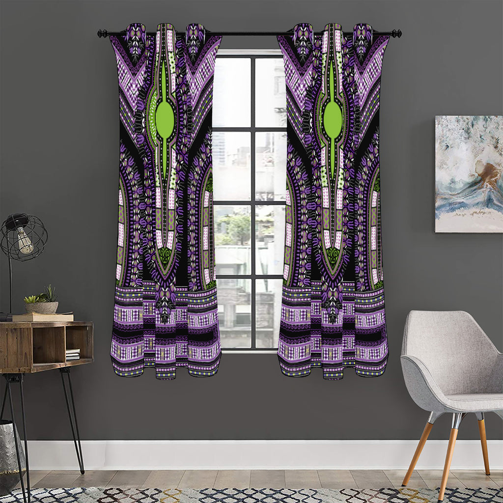 Black And Purple African Dashiki Print Curtain