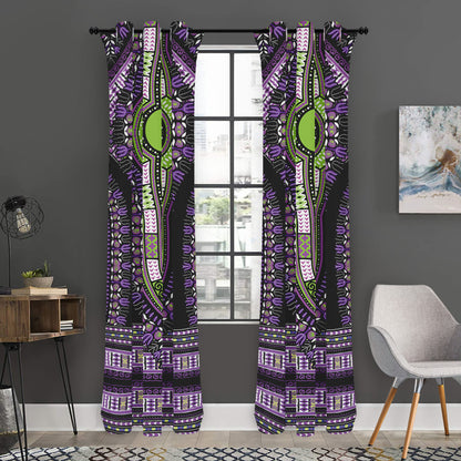 Black And Purple African Dashiki Print Curtain
