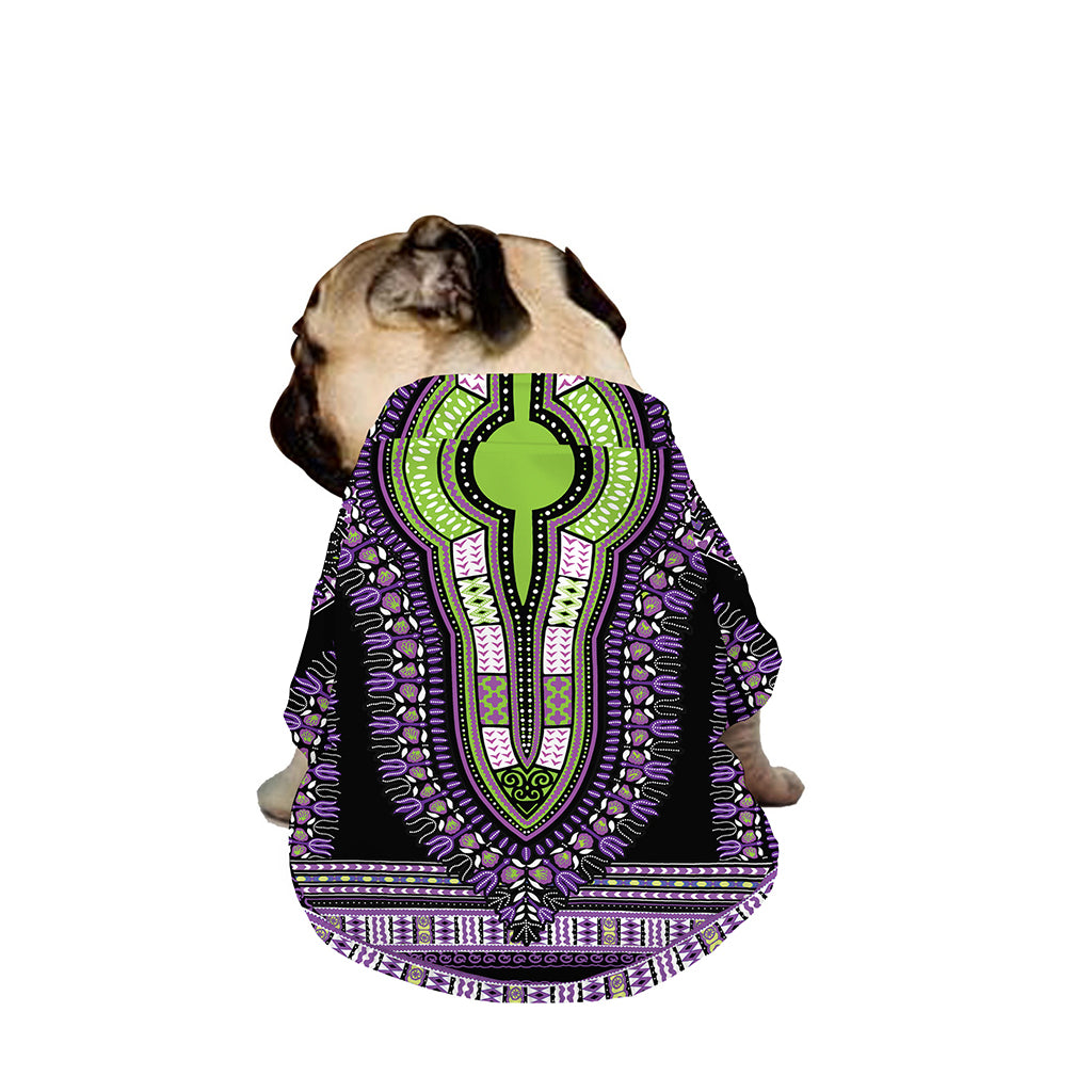 Black And Purple African Dashiki Print Dog Zip Up Jacket