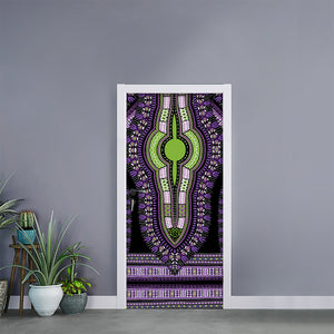 Black And Purple African Dashiki Print Door Sticker