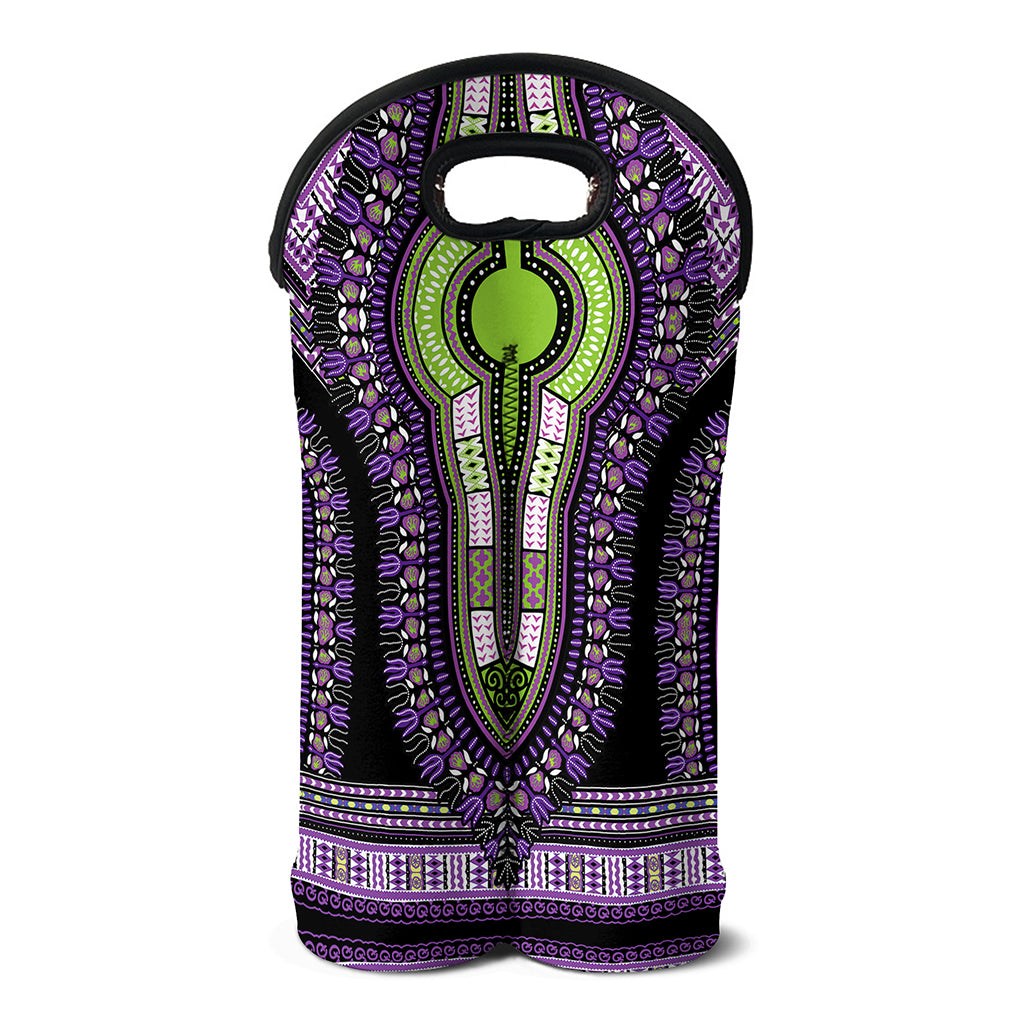 Black And Purple African Dashiki Print Double Neoprene Wine Tote