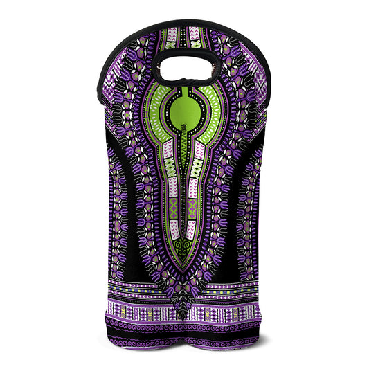 Black And Purple African Dashiki Print Double Neoprene Wine Tote