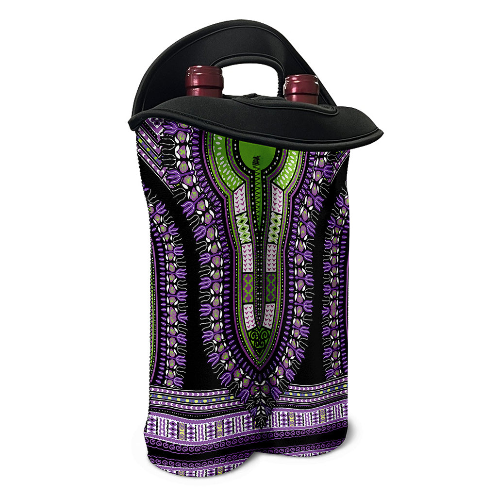Black And Purple African Dashiki Print Double Neoprene Wine Tote