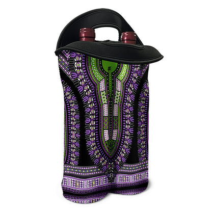 Black And Purple African Dashiki Print Double Neoprene Wine Tote